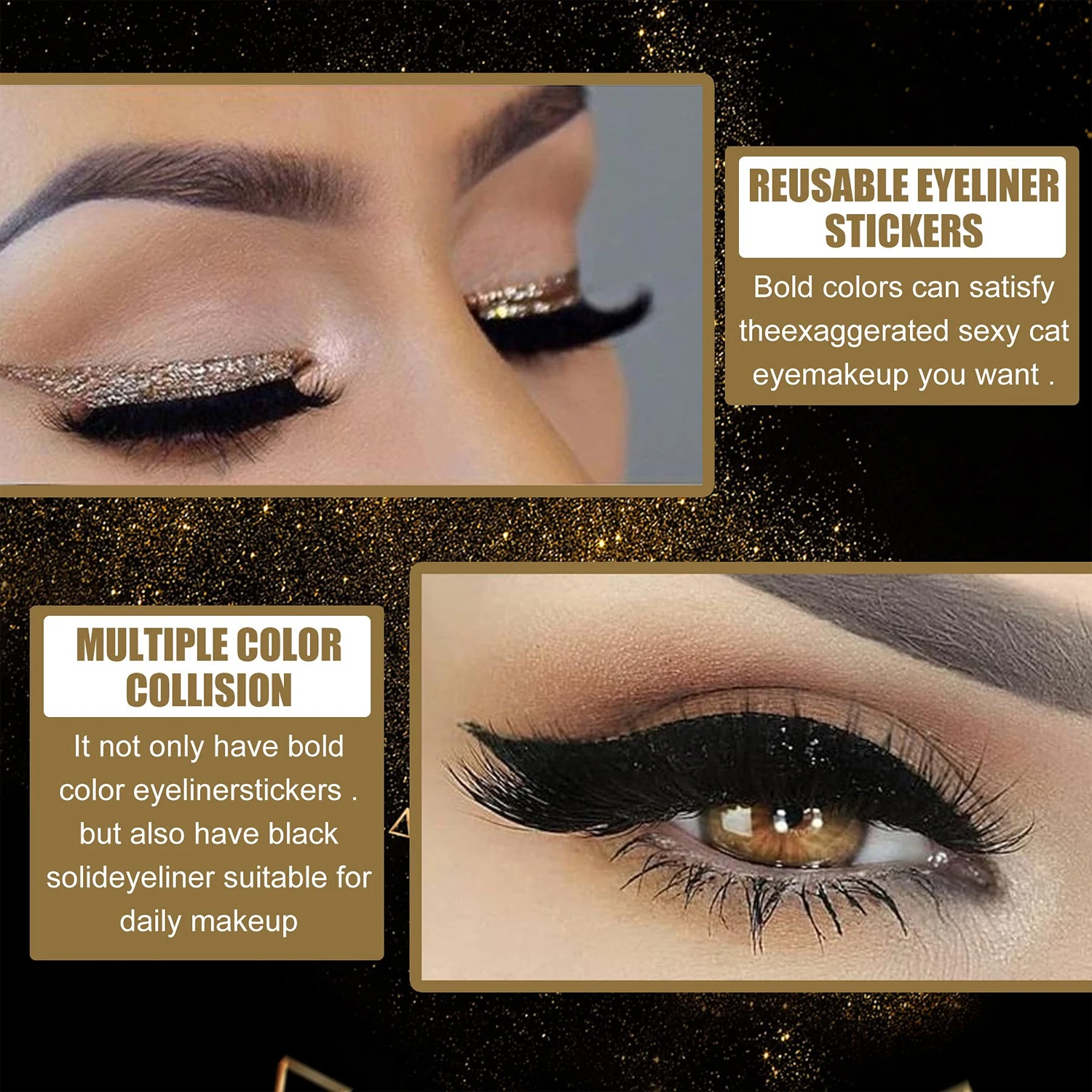 4 Pairs Glitter Self-Adhesive Lash Stickers Set, Waterproof, No Glue, for Party & Stage Makeup - view 5