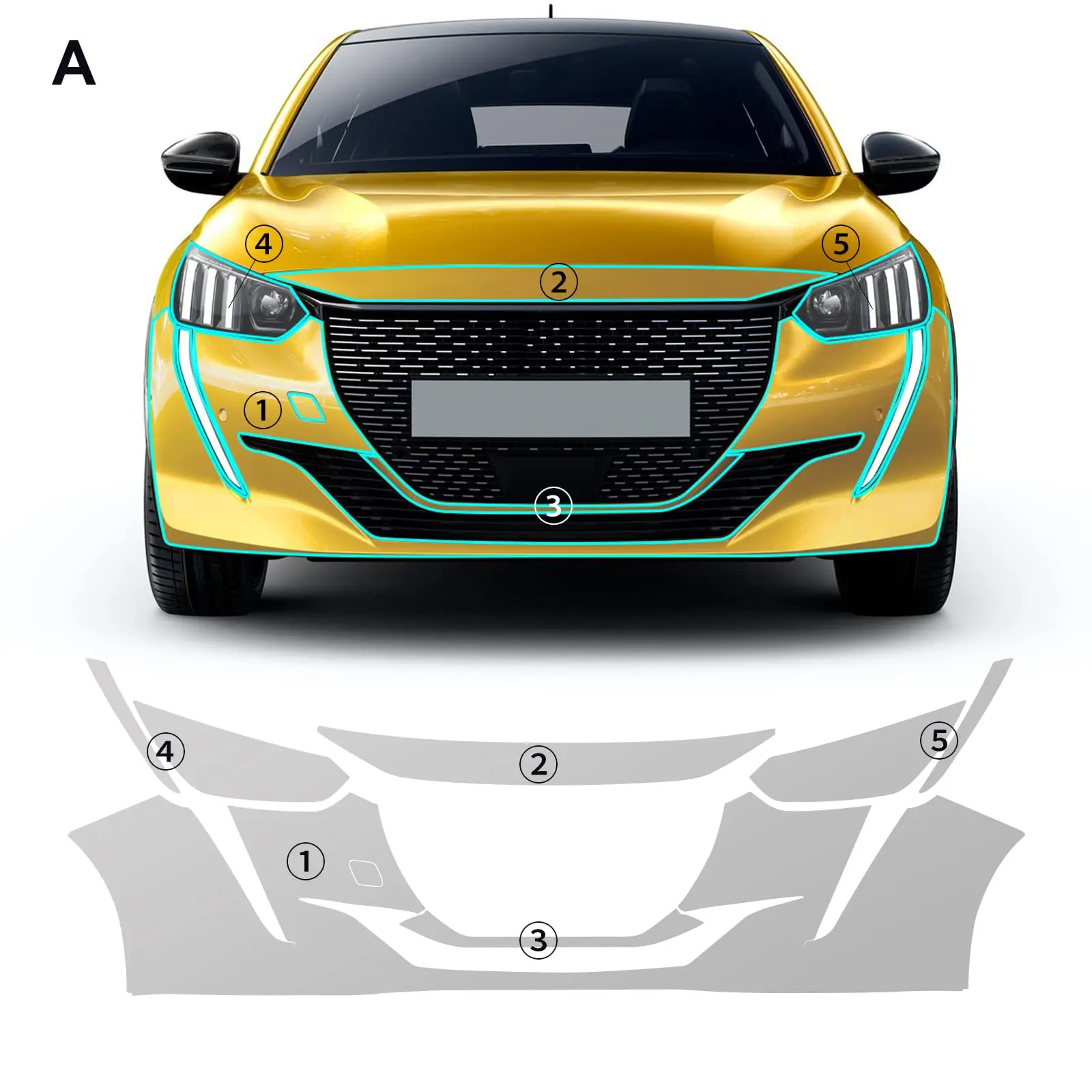 

For 2019-2025 Peugeot 208 TPU Bumper Hood Paint Protection Film Self-Healing Clear Bra Pre-cut PPF Body Anti-Scratch Resistant