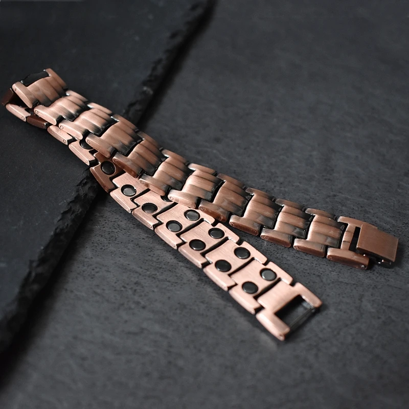 سوار مغناطيسي للنساء من النحاس النقي للعلاج بالطاقة الحيوية أساور سلسلة هندسية فايكنغ على اليد مجوهرات عصرية