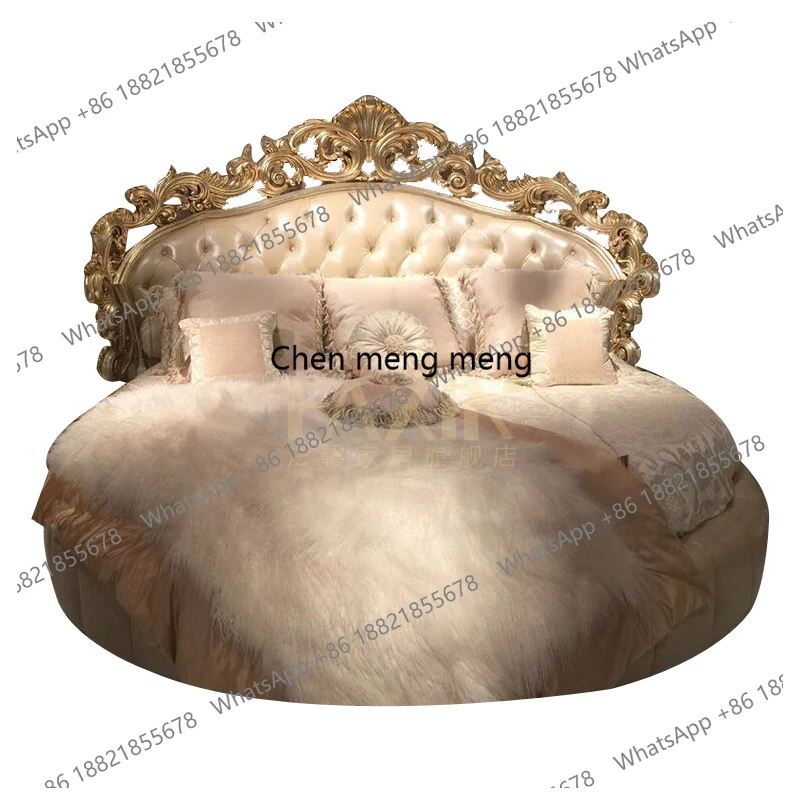 

French Luxury Round Bed Solid Wood Double Designer High Quality Romantic Bed Aesthetics Aesthetics Unusual Beliche