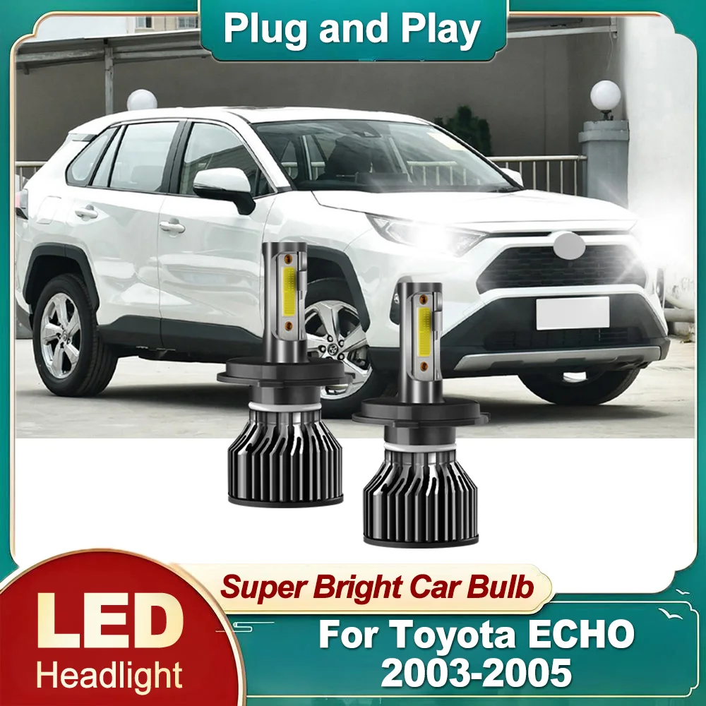 

2PCS Car LED Headlight 6000K White H4 High Low Beam Headlamp 30000LM 300W For Toyota ECHO 2003-2005 Plug and Play Car Light
