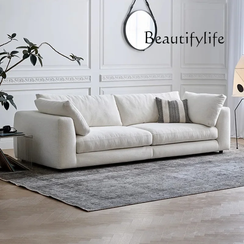 

Sofa small apartment living room straight row removable washable retro wind cotton and linen fabric designer home