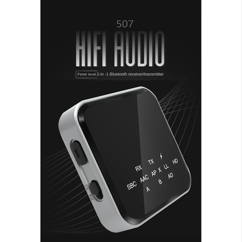 Transmisor receptor Bluetooth 2 en 1, V5.2, RX + TX, 250MAH, con Cable de Audio