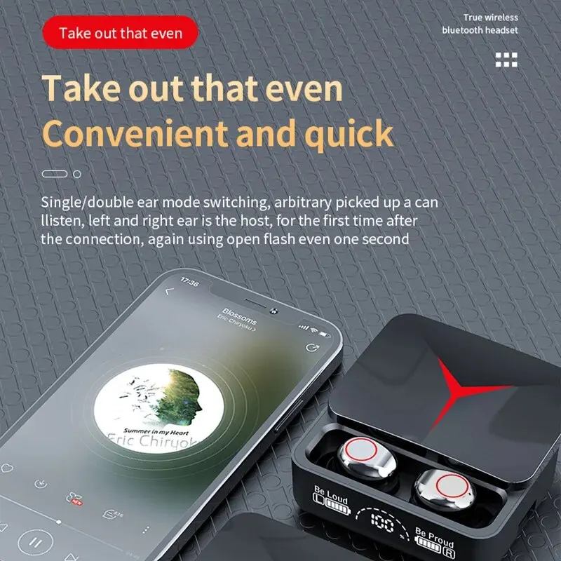 M90 Pro Auricolari Bluetooth 5.3 Cuffie senza fili Touch Control Cuffie da gioco TWS HIFI Stereo Riduzione del rumore del suono con microfono