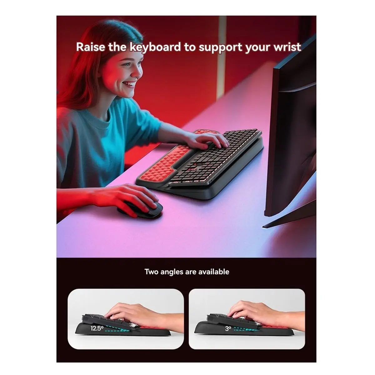 [VALUE PACK]Ergonomic Keyboard Mouse Wrist Rest, Memory Foam Material with Integrated Keyboard Pad Wrist Pad with Wrist Gel B