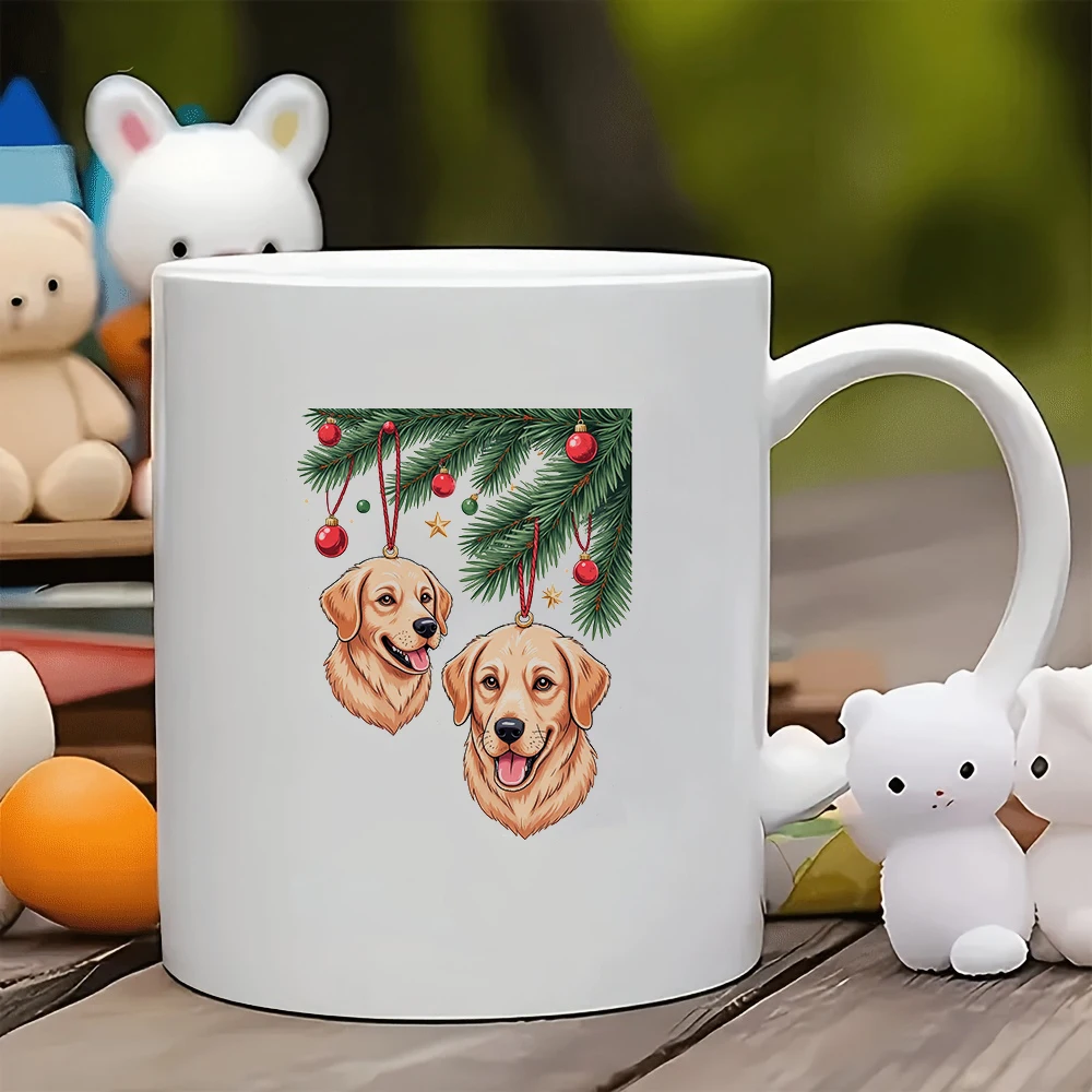 

11oz Coffee Mug + Golden Retriever Pendant Christmas Themed Cup Christmas Gift Kids Water Cup Family Office Coffee Cup