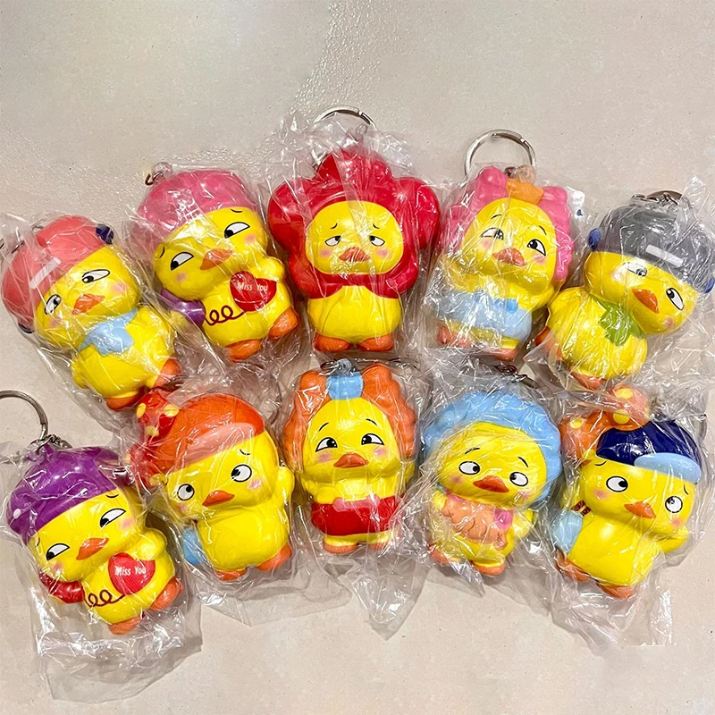 1Pc Cute Upset Duck Squeeze Decompression Toy Keychain Vent Pinch Slow Rebound Decompression Toy Squishy Toys Gift Ornaments