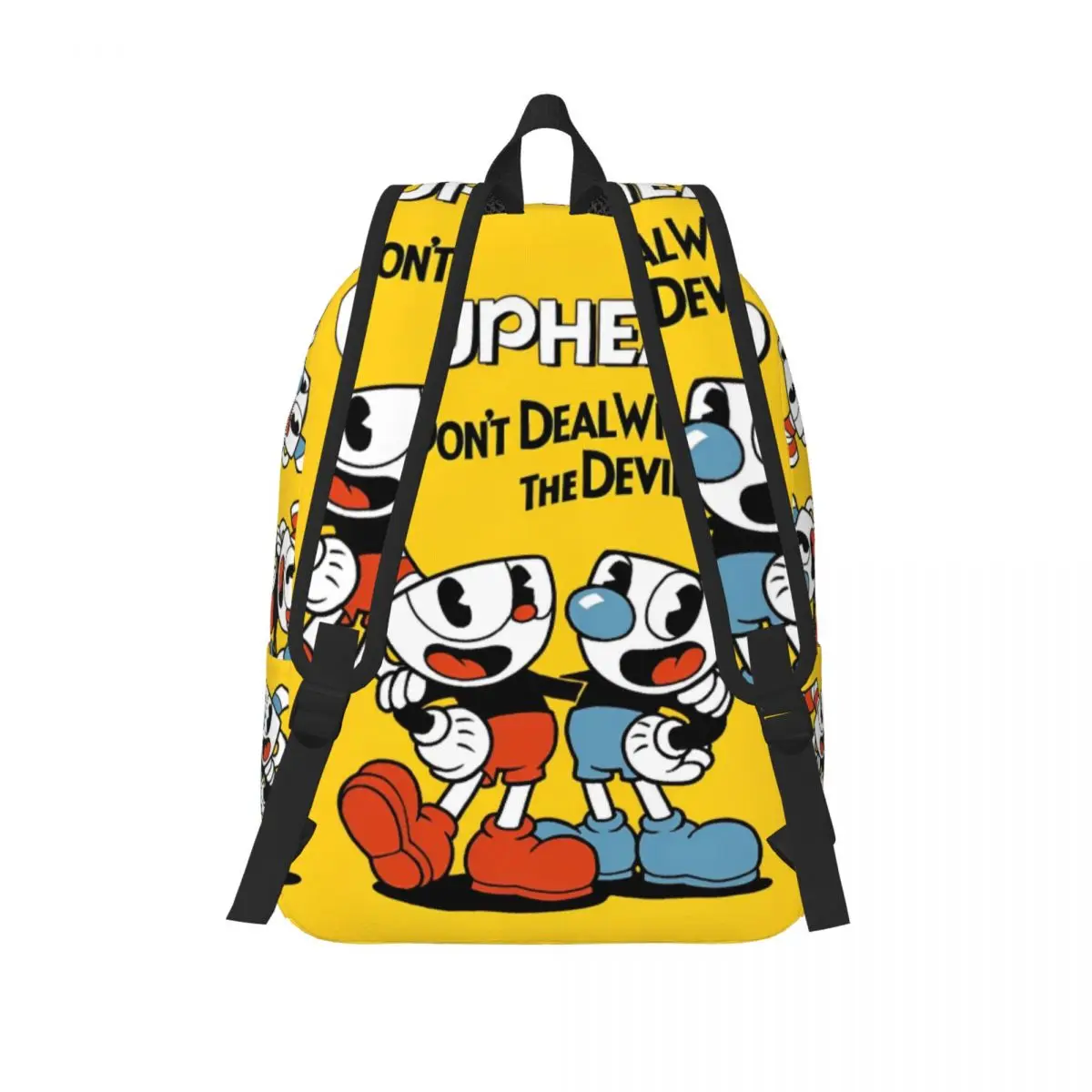 Cuphead Backpack for Kindergarten Primary School Student Great Retro Game Bookbag Boy Girl Kids Canvas Daypack Hiking