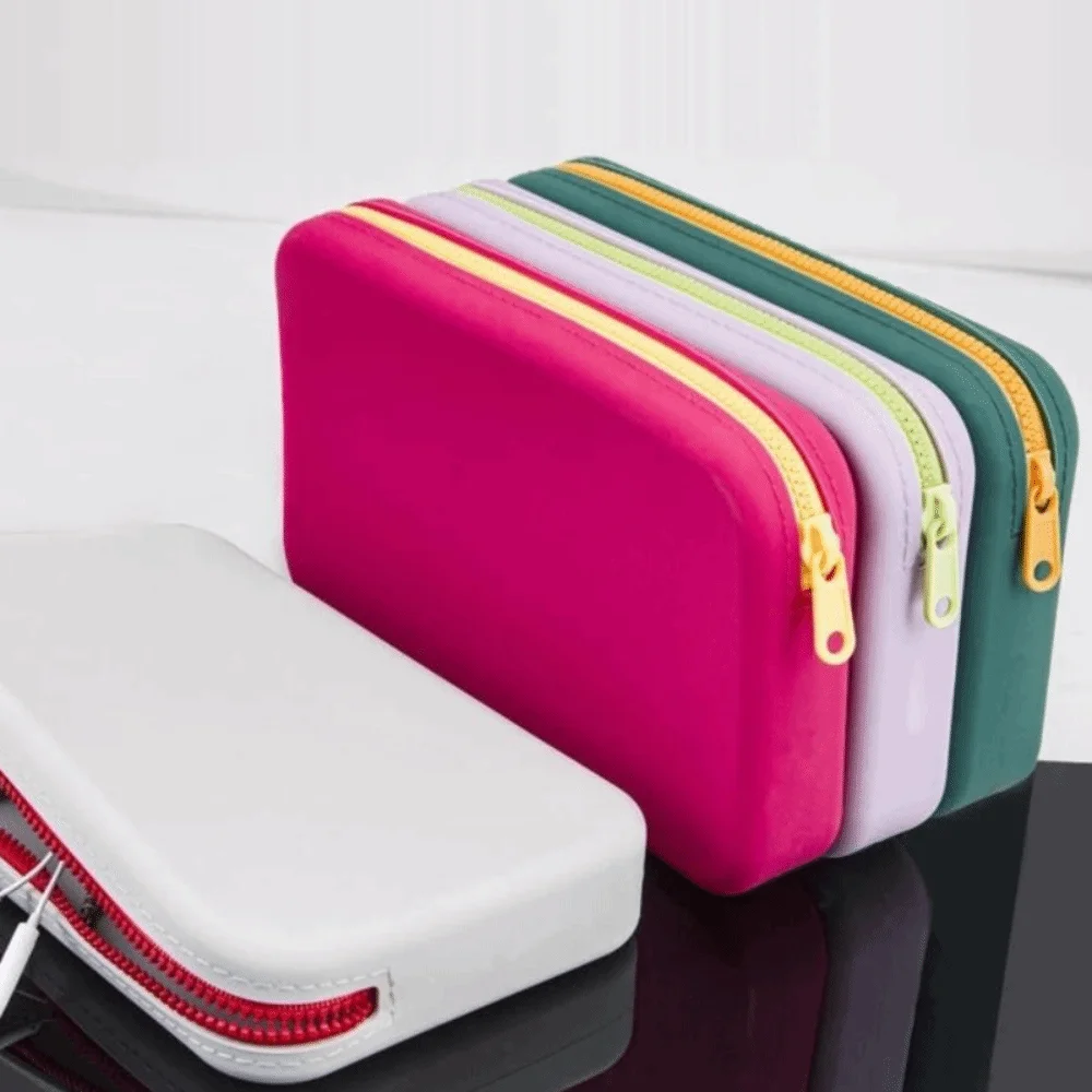Portable Large Capacity Silicone Storage Bag Solid Color Contrasting Colors Coin Purse Small Item Bag Men