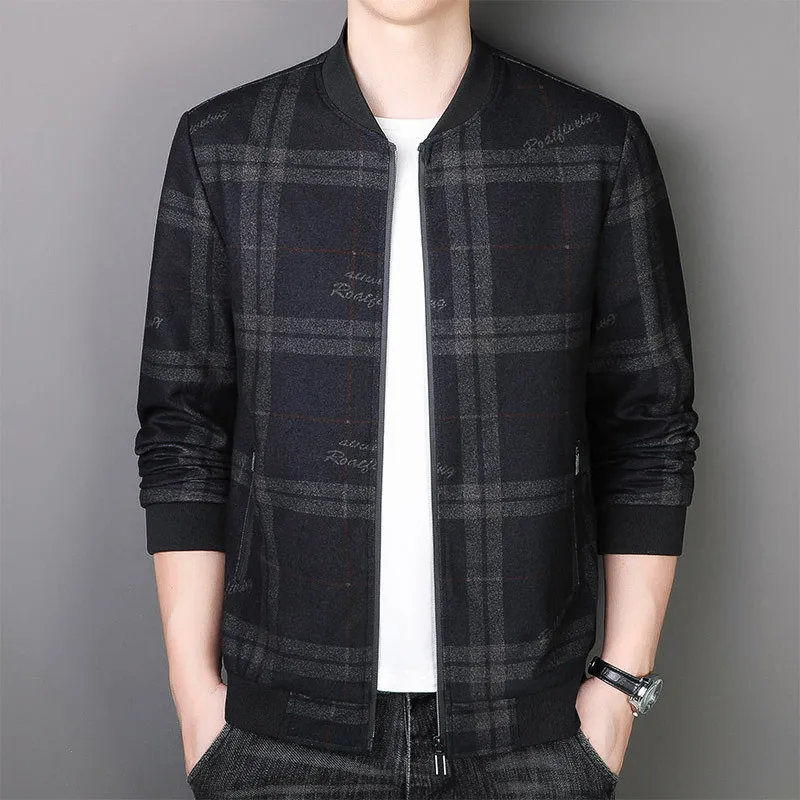

Spring And Autumn New Men's Jacket Printed Jacket Slim-fit Thin Gown Baseball Suit Business Top