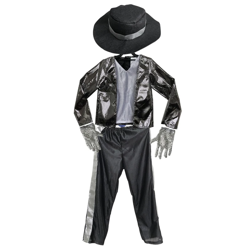 Children MJ Michael Jackson Cosplay Costume Coat Billie Jean Kids Party Superstar Singer Dance Clothing