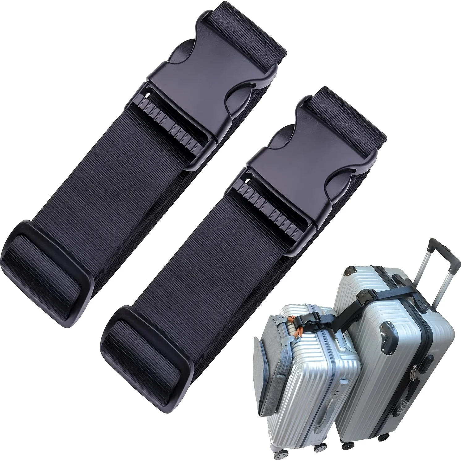 

2pcs Travel Luggage Strap Suitcase Belt Elastic Telescopic Travel Bag Belt for Suitcase Fixed Belt Travel Buckle Strap