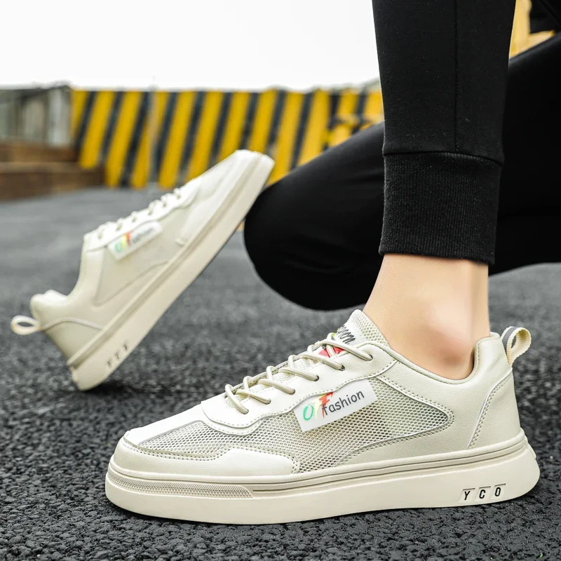 

Простой дизайн сетчатых кроссовок, двухцветные легкие мужские дышащие и противоскользящие кроссовки большого размера на мягкой подошве