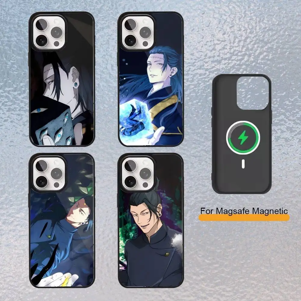 Suguru Jujutsu Kaisen J-JJK جراب هاتف آيفون Magsafe المغناطيسي 17,16,15,14,13,12,11 غطاء شحن لاسلكي