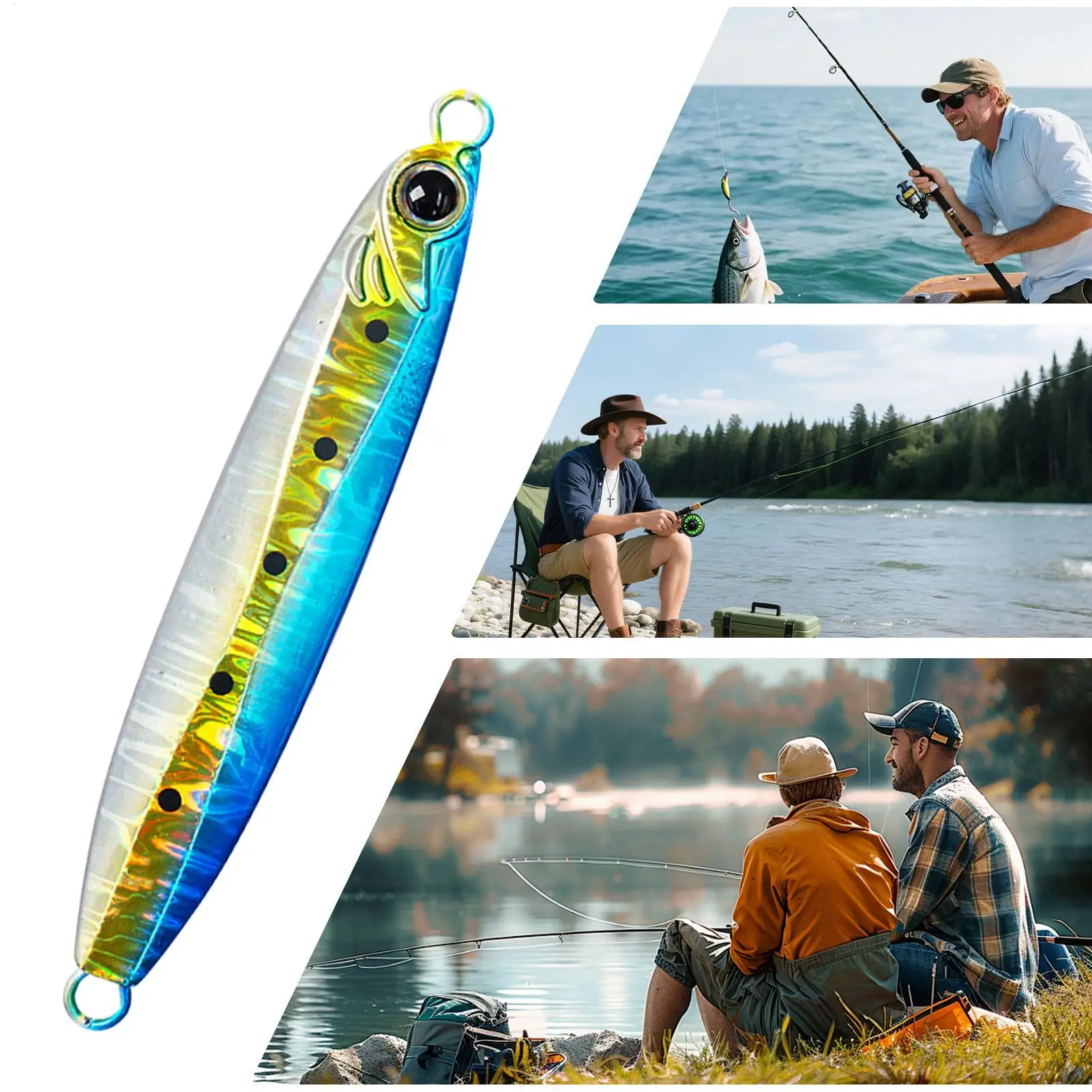 

Electroplating Rust Proof Saltwater Fishing Jigs Lures for Sports Outdoors Crappie Salmon Catfish Shrimp Heavy Duty Hook