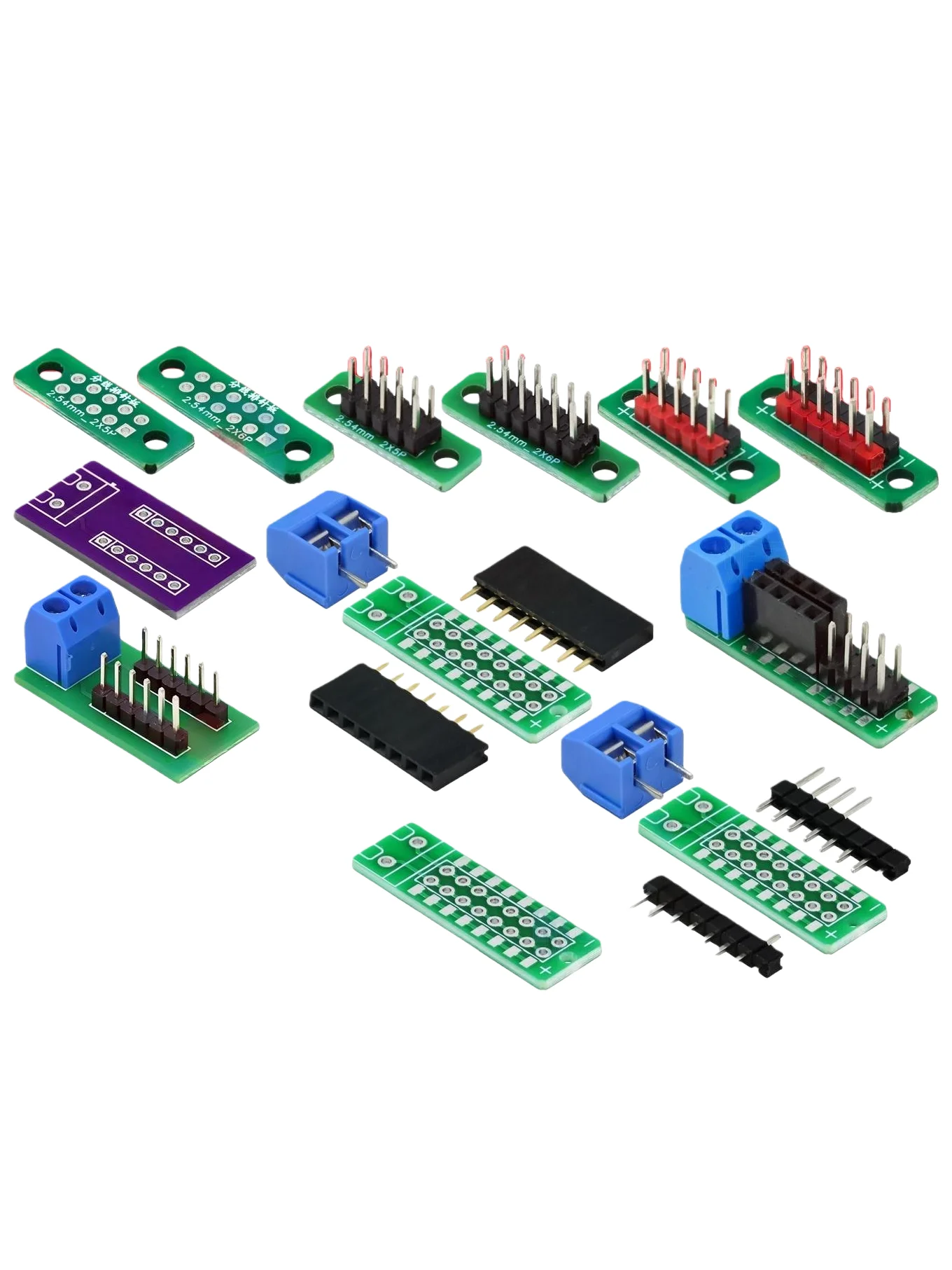 An Order Contains Multiple Dupont Connectors, Pin Headers, Dupont 2.54mm Spacing, 2*5/6-Pin Breakout Boards.