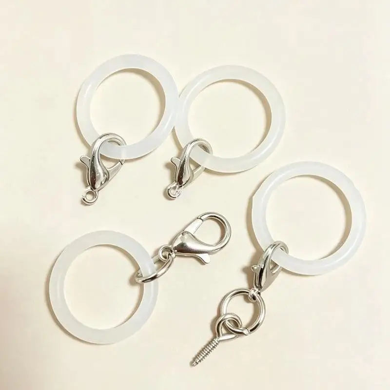 10 Stück transparente, O-förmige Silikon-Schlüsselringe, flexible Gummi-O-Ringe, Verbindungsstücke, Zubehör für die Herstellung von Schmuck, Taschenanhängern und DIY-Projekten. – Detail 1