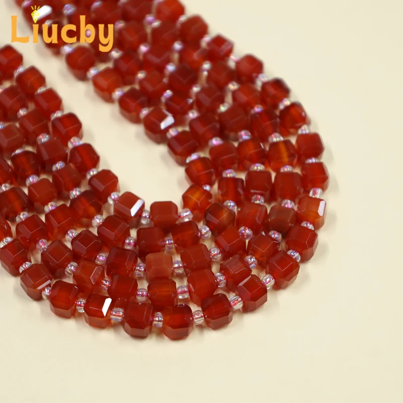 

Red agate sugar cube Natural Stone Red agate gemstone Beads For Jewelry Making DIY Women's earrings keychain 15''Strand 6/8/10MM