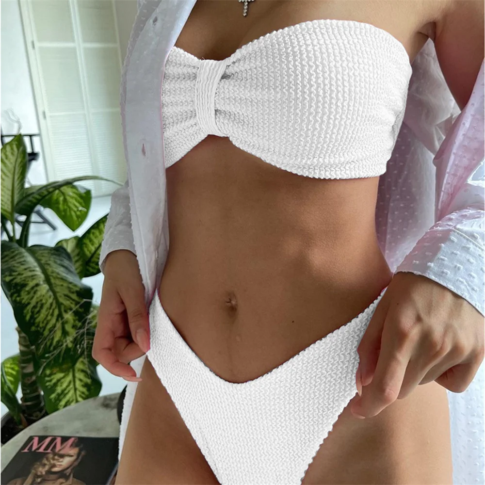 مثير العصابة بيكيني حمالة ملابس السباحة الصلبة Y2K عطلة ملابس السباحة التضليع البيكينيات ثونغ المرأة الشاطئ الزي ثوب السباحة Biquini #3