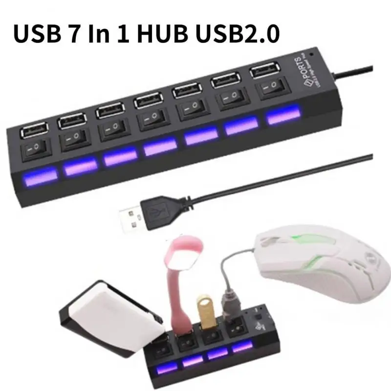 USB 2.0 Hub USB Hub 2.0 Multi USB Splitter Hub Power Adapter 4/7 Port Multiple Expander USB 3.0 Hub Switch 30CM Cable Adapters