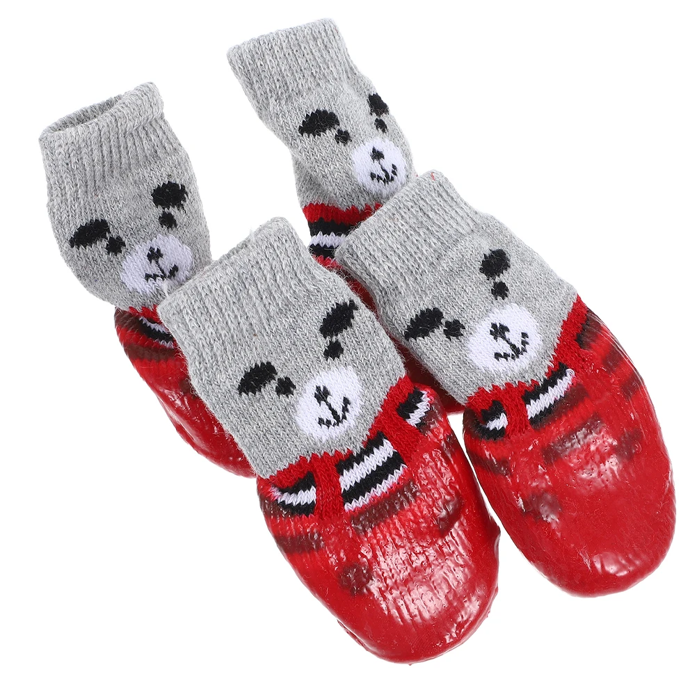 

4 Pcs Waterproof and Anti-slip Shoes Socks Doggy Grip Pet Chew Protector