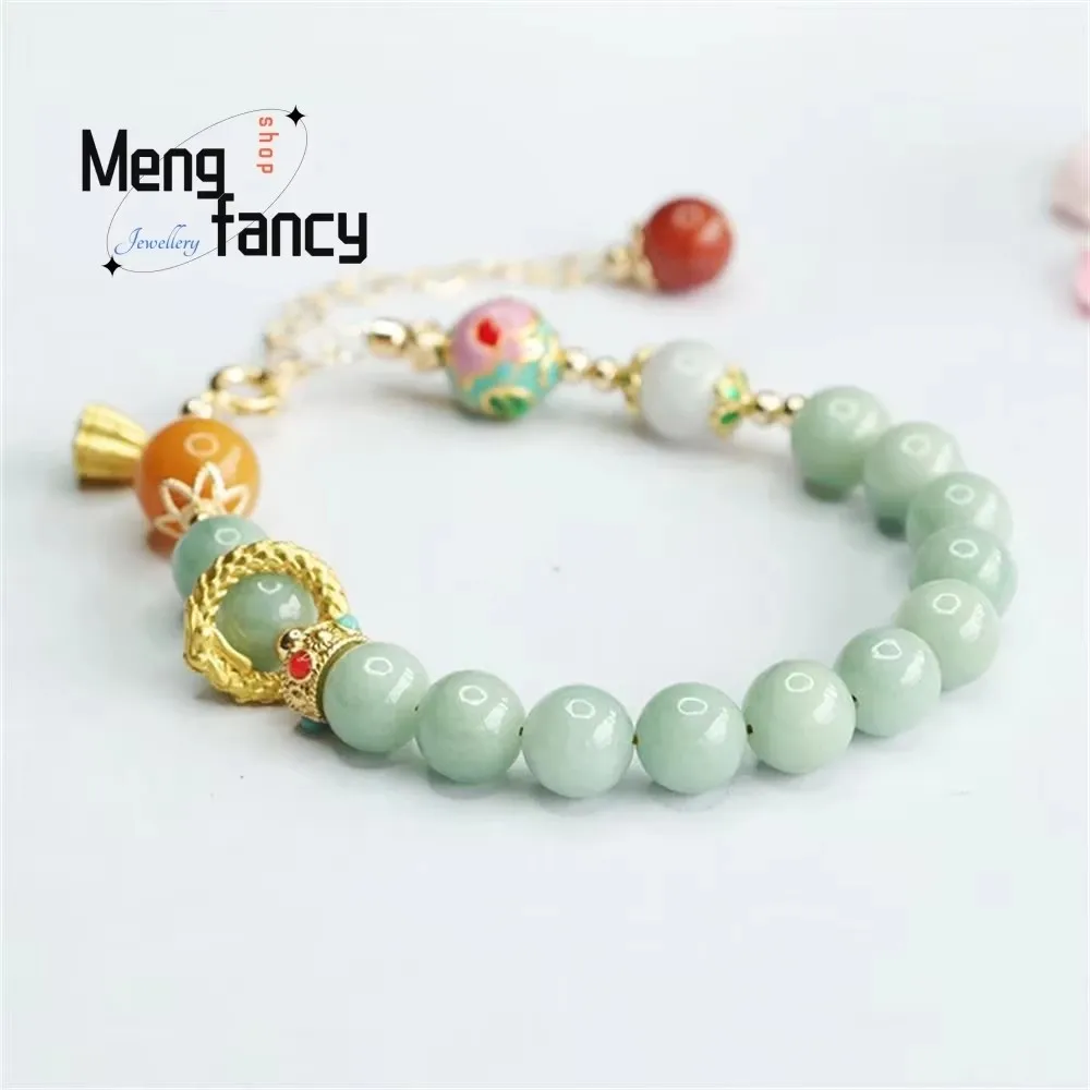 Natural Myanmar A-goods Jadeite Exquisite Elegant Simple High-grade Bracelet Full Colour Jade New String Luxury Quality Jewelry