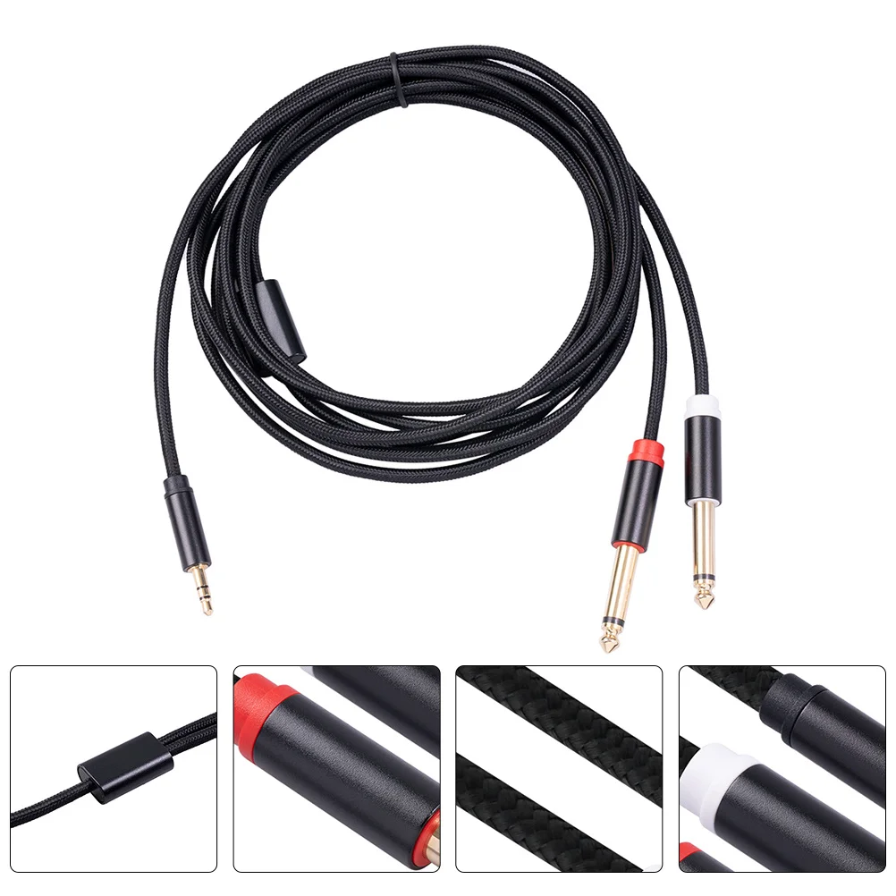 

1Pcs Audio Cable Black Gold-Plated Plug Durable Cotton Braided Aluminum Alloy Shell Extension Cord for Electric Guitar