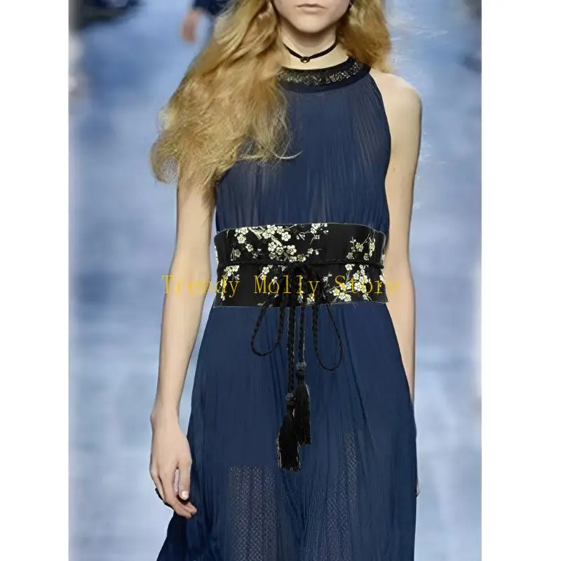 N5KB حزام الحزام القديم المطرز ملحق أنيق للملابس القديمة