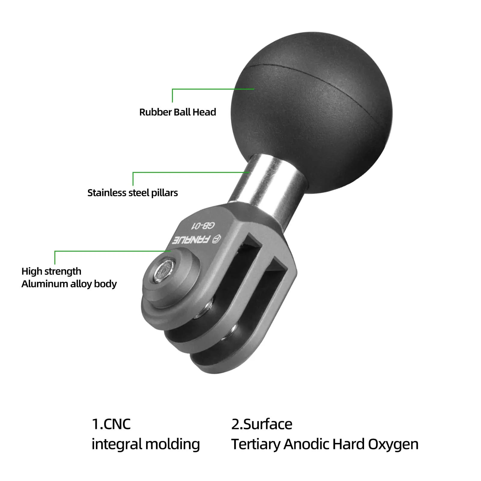 FANAUE 1 inch Ball Head Mount Adapter Aluminium alloy For Go Pro 10 9 8 7 6 5 Action Camera for RAM Mounts Motorcycle