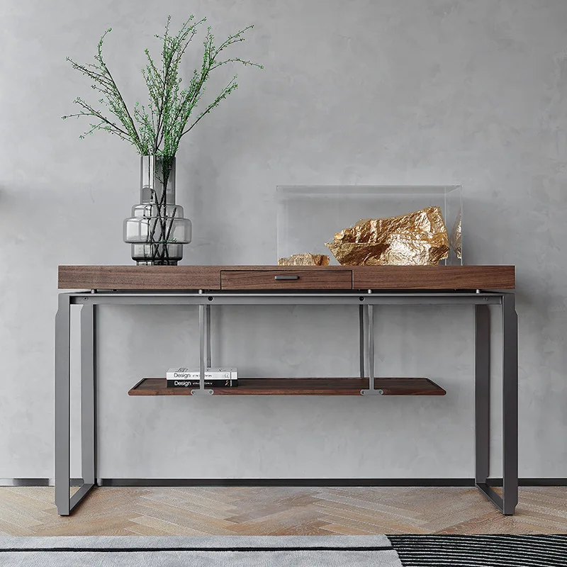 Italian minimalist entrance table, walnut entrance foyer, entrance deck