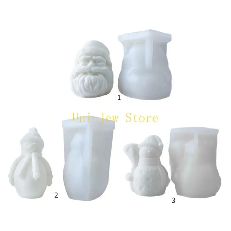 40GB Snowman Silicone Mold for Candle Making Christmas Santa Scented Molds Aromatherapys Plasters Epoxy Molds