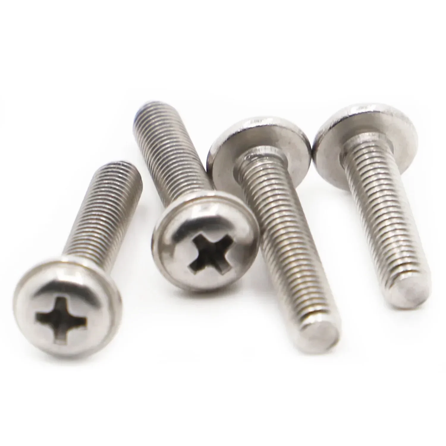 304 Stainless Steel PWM Cross Phillips Pan Head Screw With Washer Pad M2 M2.5 M3 M4 M5 M6 Round Head Hardware Fastener DIN967