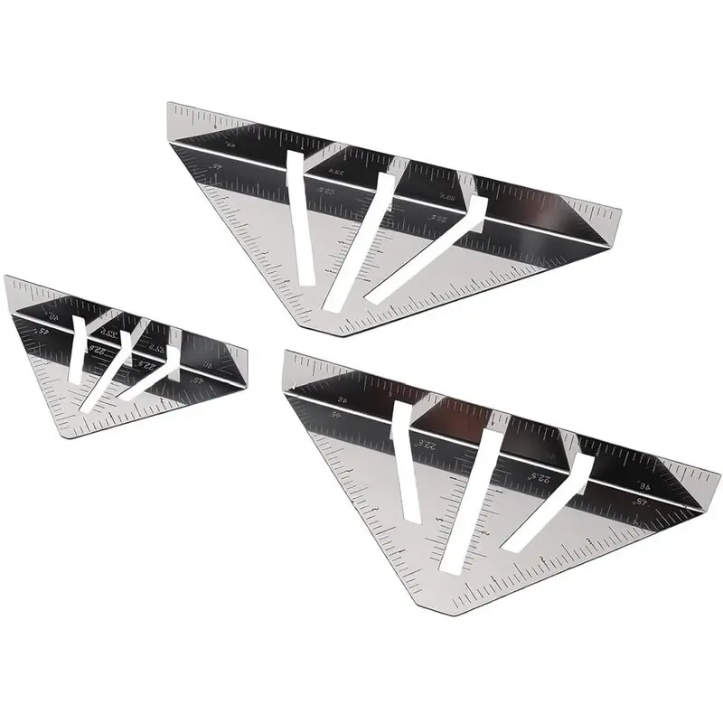 DT16 Multi-Angle Measuring Ruler Stainless Steel Miter Square Set 3-Pack, Heavy Duty 45 90 22.5 Degree Layout Tool for