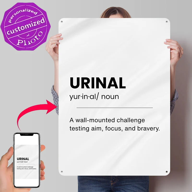 Urinal Funny Definition Metal Poster Perfect Gift for Fans Lovers Customized Wall Art Metal Sign for Living Room Decoration Man