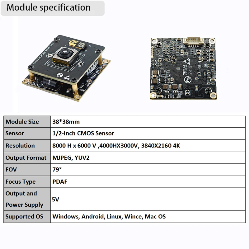 48MP HD USB Camera Module AF 8000*6000 Drive Free Plug and Play For face recognition modu Document scanning With 1 meter cable