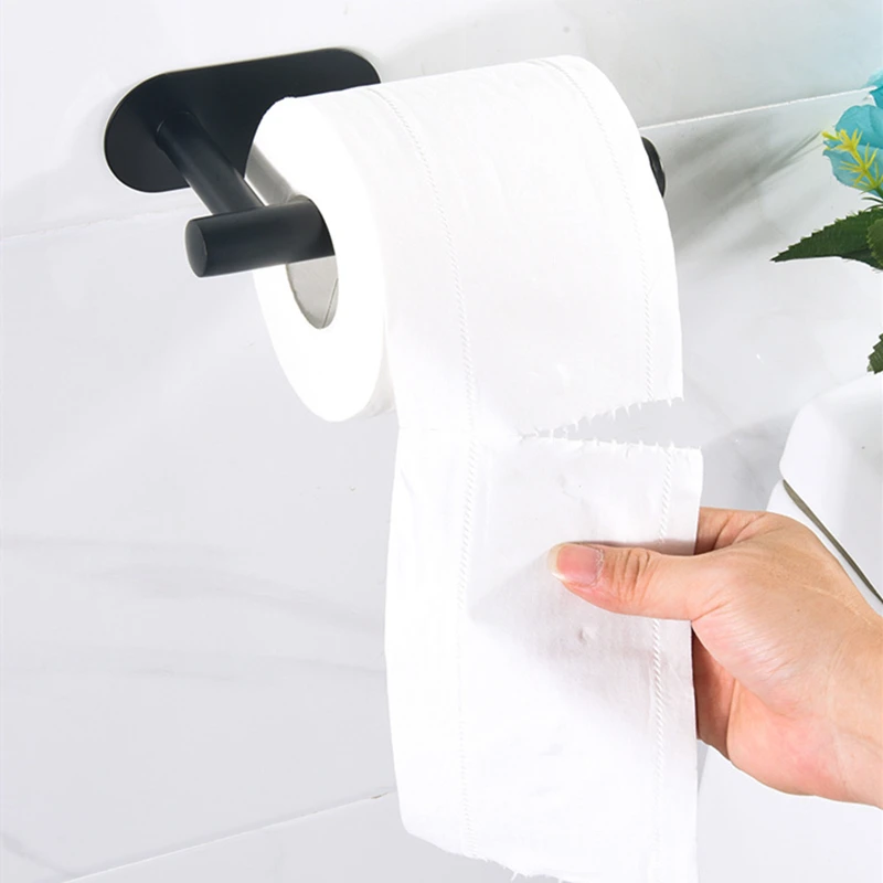 Self-Stick Toilet Paper Holder Wall Mount For Bathroom Kitchen Silver Gold Black Towel Storage Stand Stainless Steel Tissue Rack