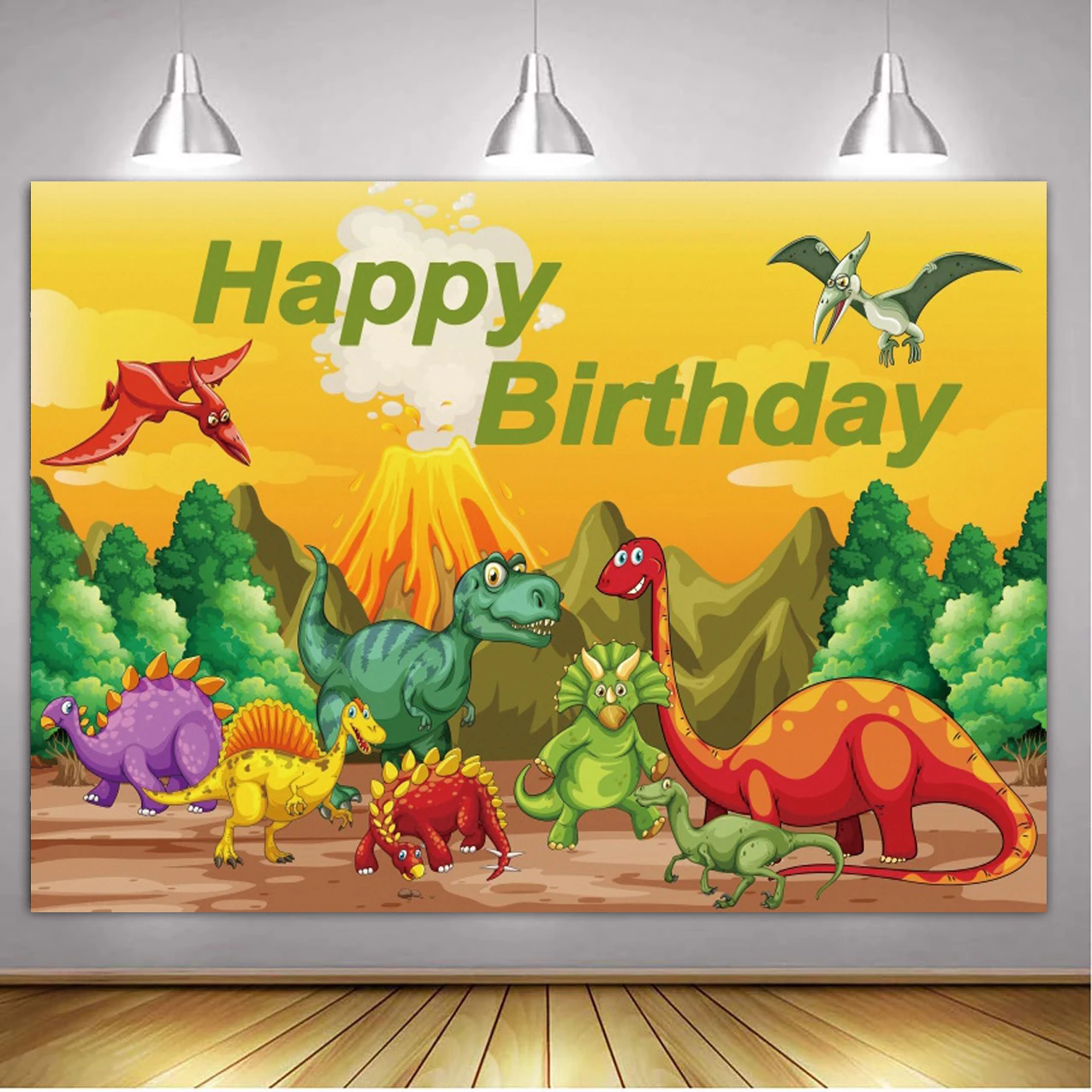 Cartoon Dinosaur Birthday Backdrop Woodland Party Decorations Jurassic World  Dino Poster Backgrounds For Baby Shower