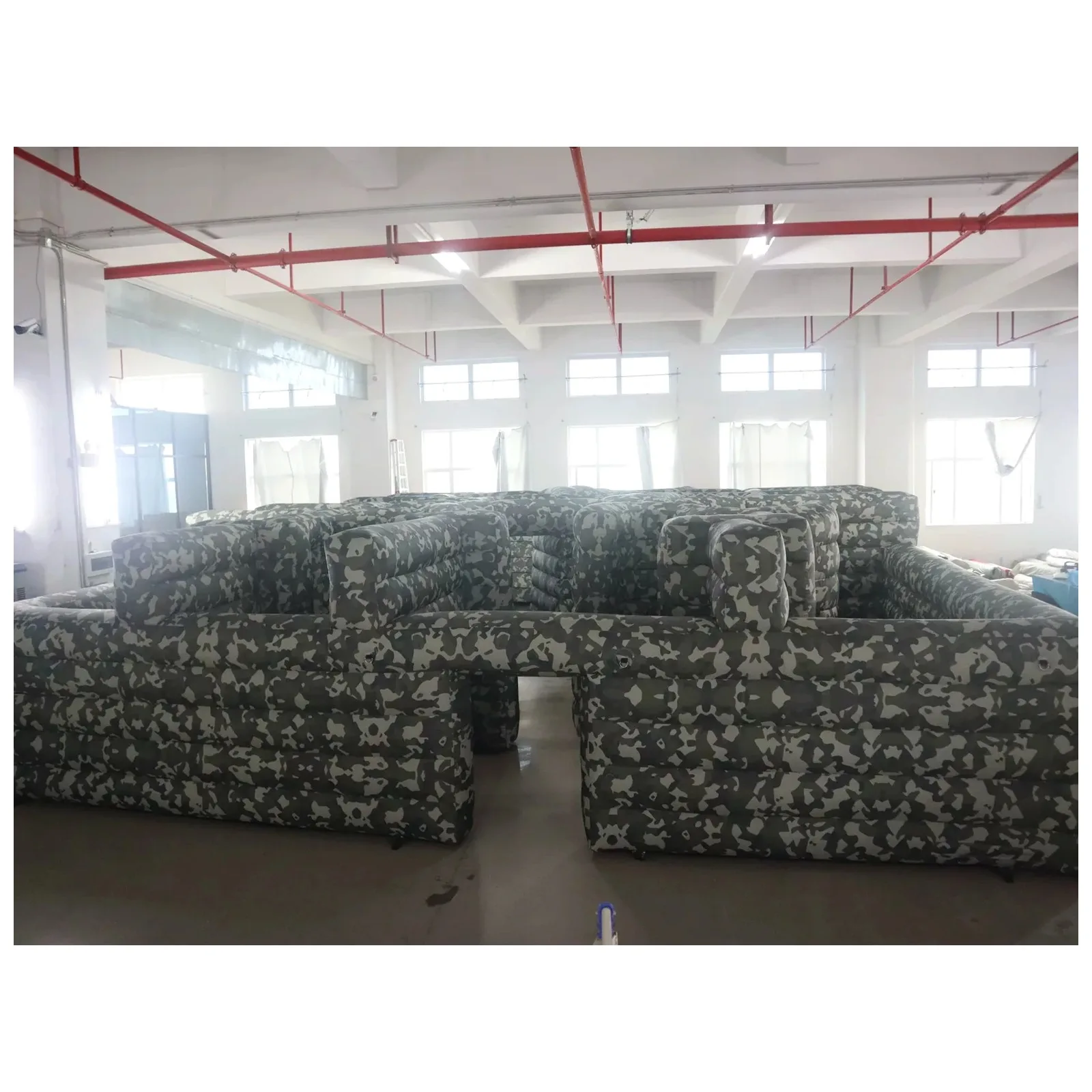 Custom Camouflage Low Wall Inflatable Maze with Blower 25X31ft Event Rental Commercial Challenge Kids and Adults Fun Outdoor