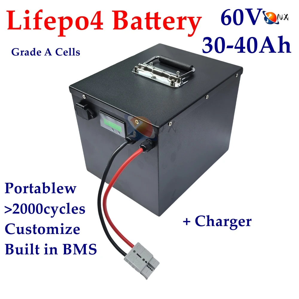 YNX LifePo4 60V 30Ah 40Ah Lithium Battery with BMS 20S for 1000W 2000W 3000W 4000W Electric Scooter Motorcycle Mobility Tricycle