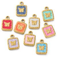 5pcs Stainless Steel Enamel Butterfly Charms PVD Gold Plated Pendants for Necklace Bracelet Earrings Diy Jewelry Making Supplies
