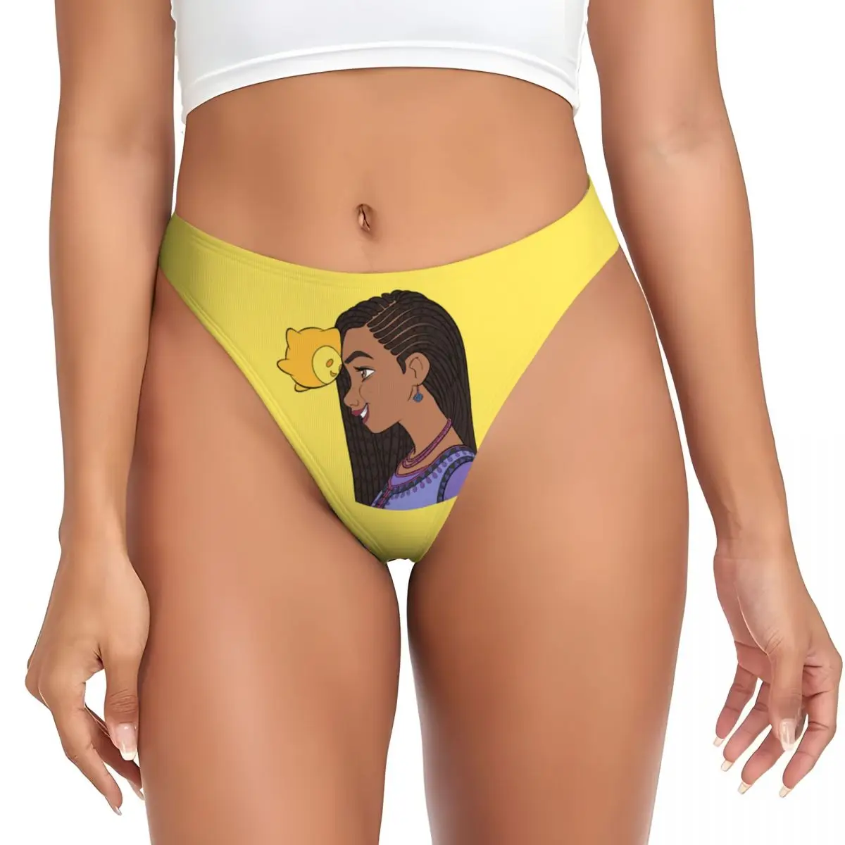 Desejo personalizado princesa asha dos desenhos animados g-string tangas mulheres respirável estiramento calcinha roupa interior