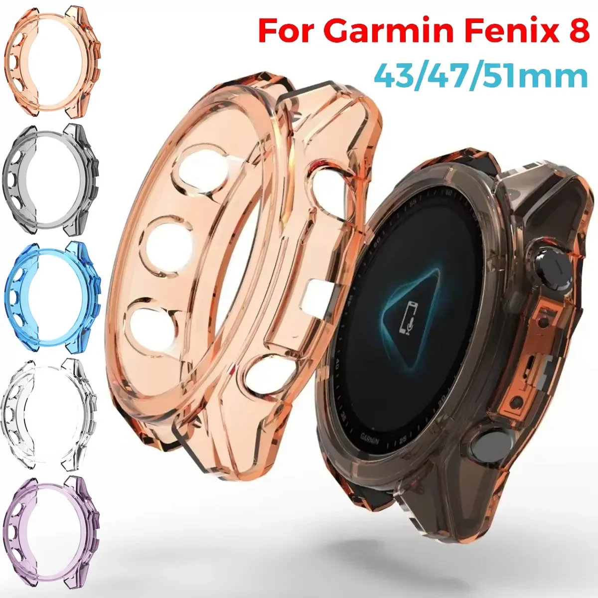 Silicone Case For Garmin Fenix 8 43mm 47mm 51mm Soft TPU Cover Protector Samrt Watch Strap Shell Fenix8 Cover Bumper Accessories