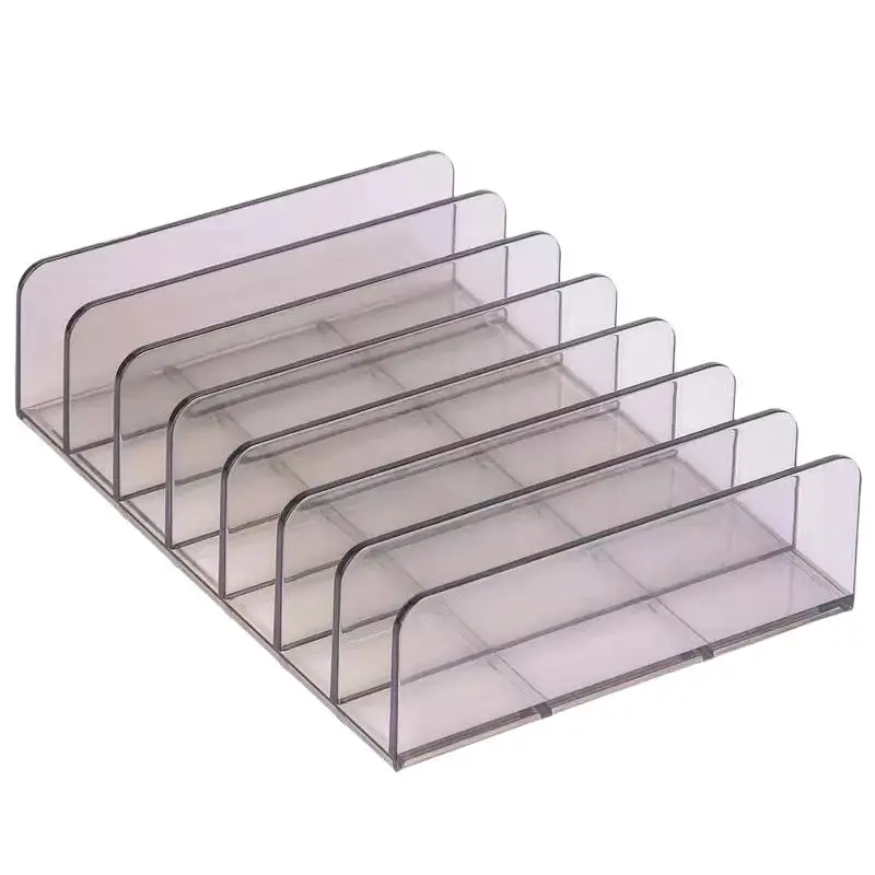 7-Slot Transparent Plastic Cosmetic Organizer Multi-Functional Makeup Holder for Home Office Bathroom Dressing Table Sorting