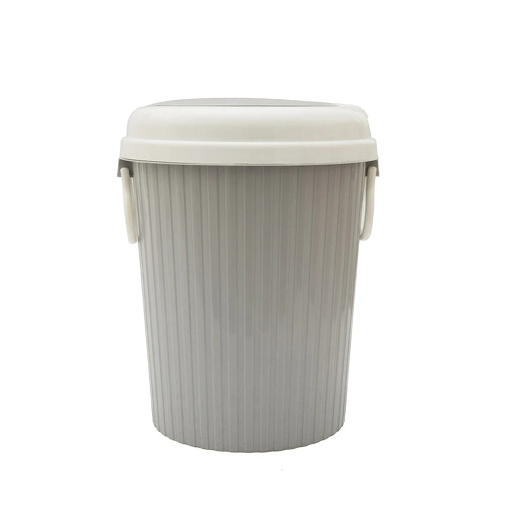 

Small Grey Plastic Trash Can Modern Minimalist Design Easy Open Lid Portable Kitchen Bathroom Bedroom Office Waste Bin Home