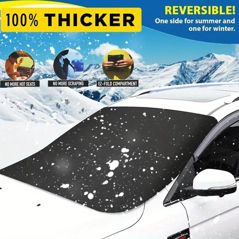 Upgraded Magnetic Car Windshield Snow Cover - Fit for Most Cars, SUVs & Trucks, All-Season Anti-Freeze Protection