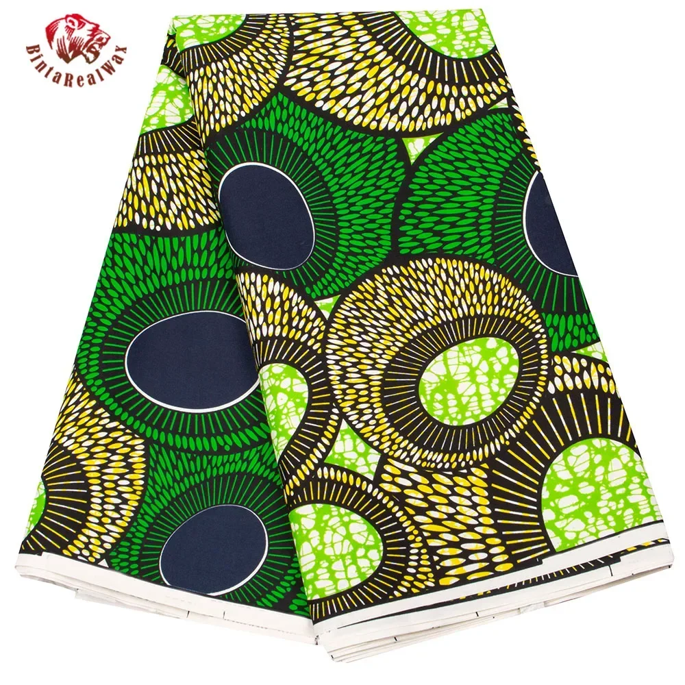 African Green Ankara Fabric Polyester Wax Prints Fabrics By The Yard High Quality Fabrics for Party Dress FP6470