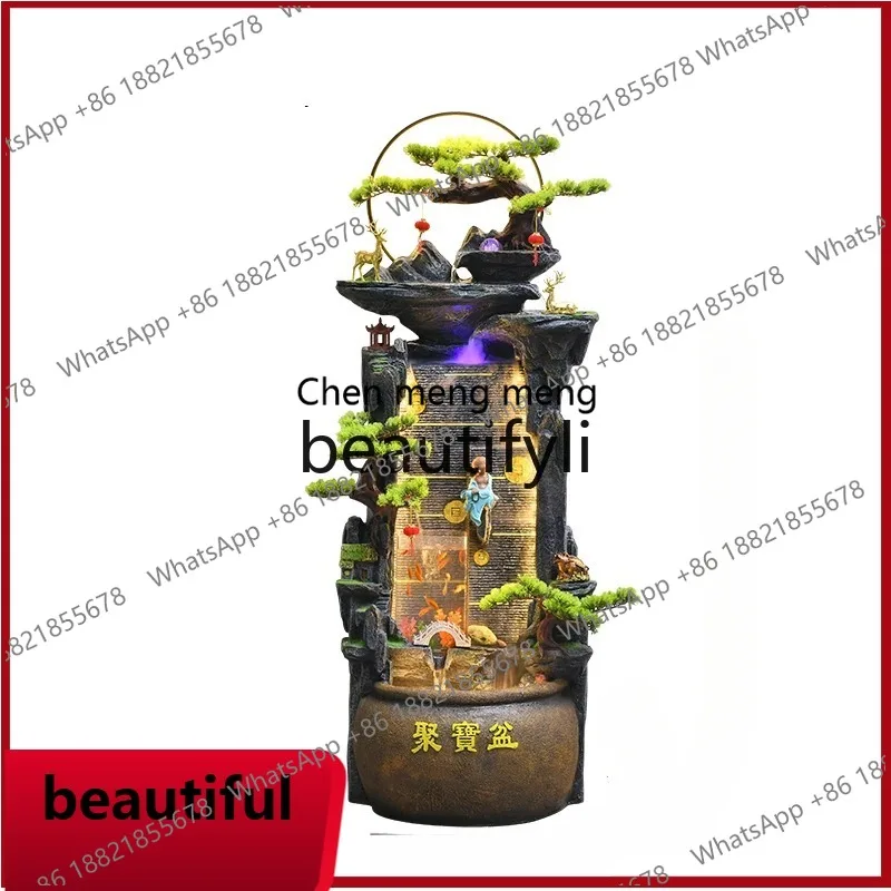 F132   Floor-ceiling rockery circulating water fish tank cornucopia living room office entrance feng shui wheel flowing water or