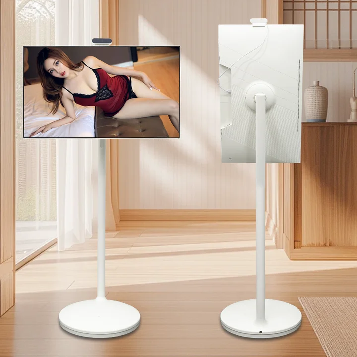 تلفزيون ذكي عالي الجودة 32 بوصة حامل تلفاز متنقل ذكي HD فيديو عرض عمودي لاعب أندرويد 12 1920*1080 تلفزيون محمول كبير الحجم