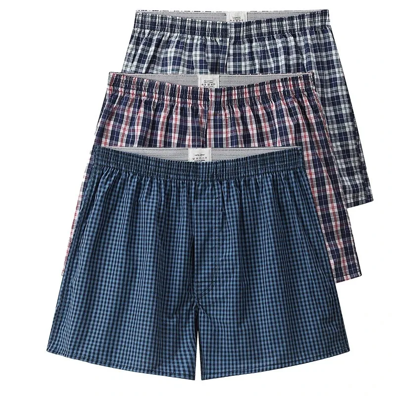 Cotton Men's Boxer Shorts, High Quality College Style, Men's Underwear, Breathable Loose Pajamas, Soft Shorts, 3 Pcs