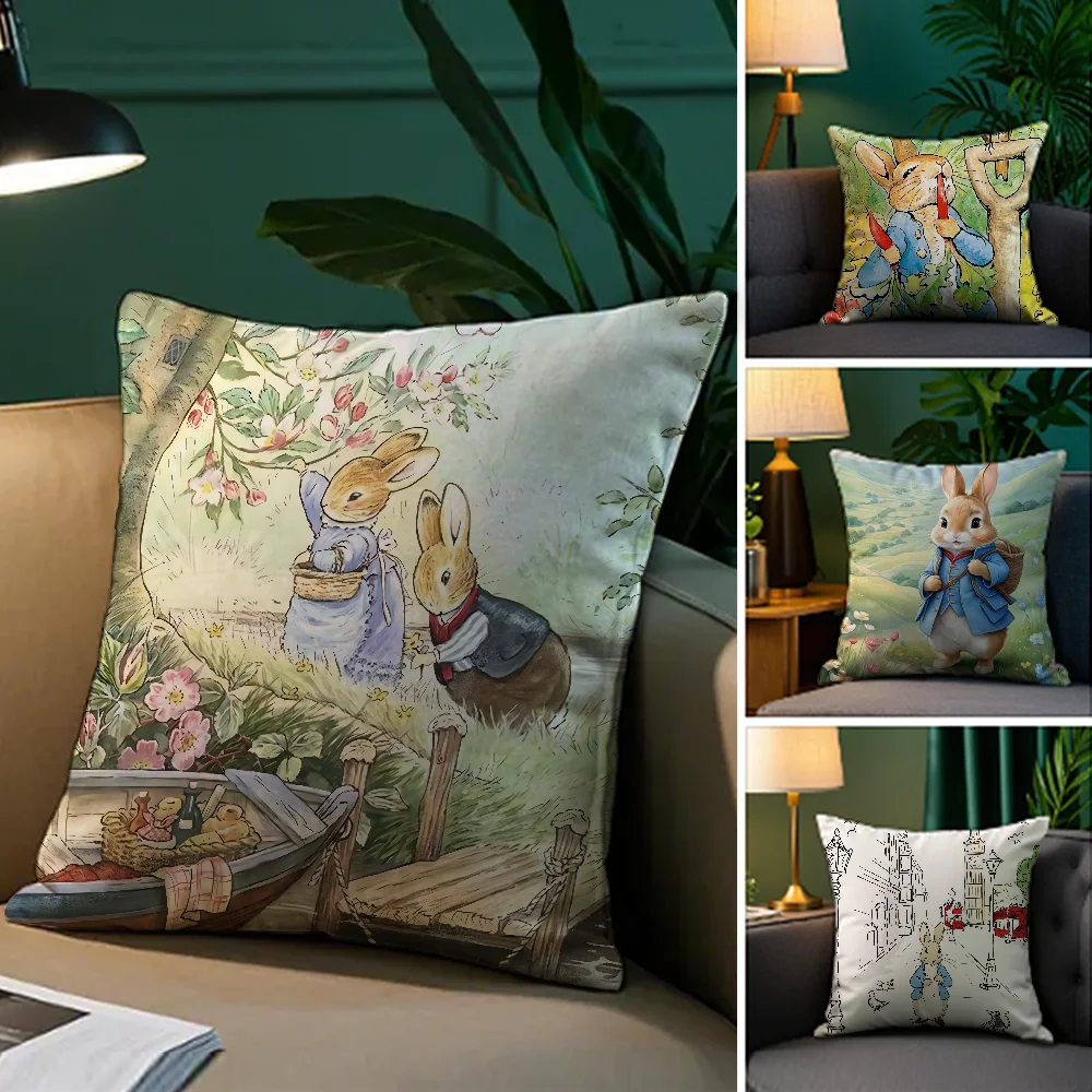 

Cartoon Cute P_Peter R_RabbitS Pillow Case Plush Fabric Soft Double Sided Print Sofa Cushion Cover Throw Pillow Covers